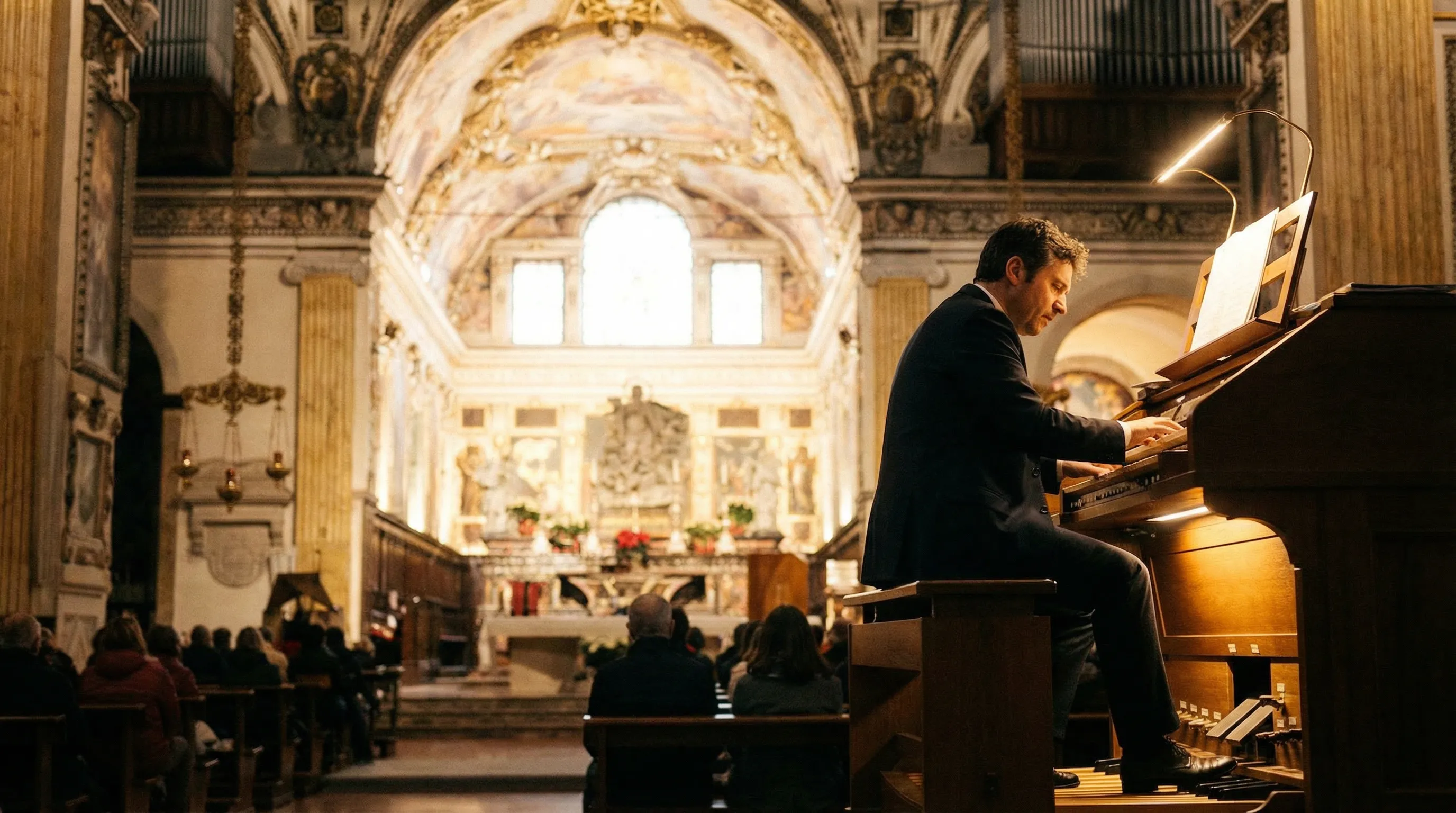 Organist playing at the manuals