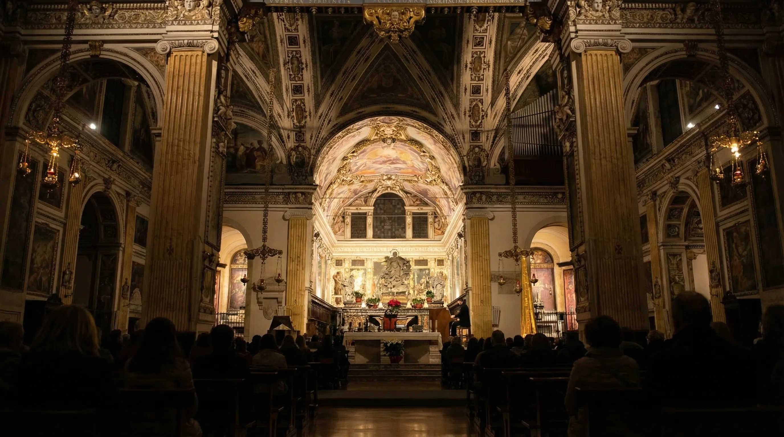 Audience facing the altar