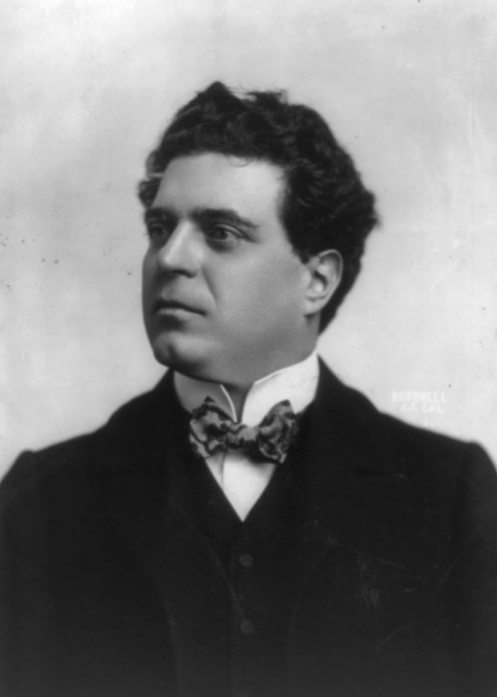 Black and white portrait of the composer Pietro Mascagni