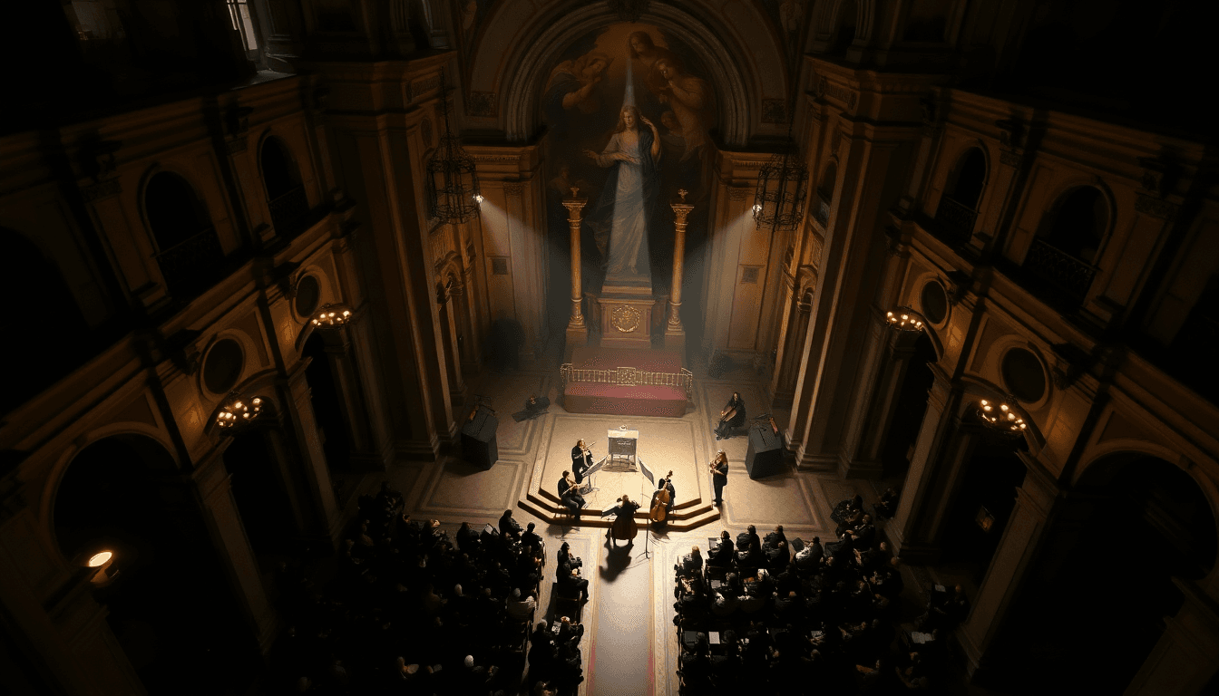 A historic painting inside the Church of Santa Maria degli Angeli, showcasing its rich artistic heritage.