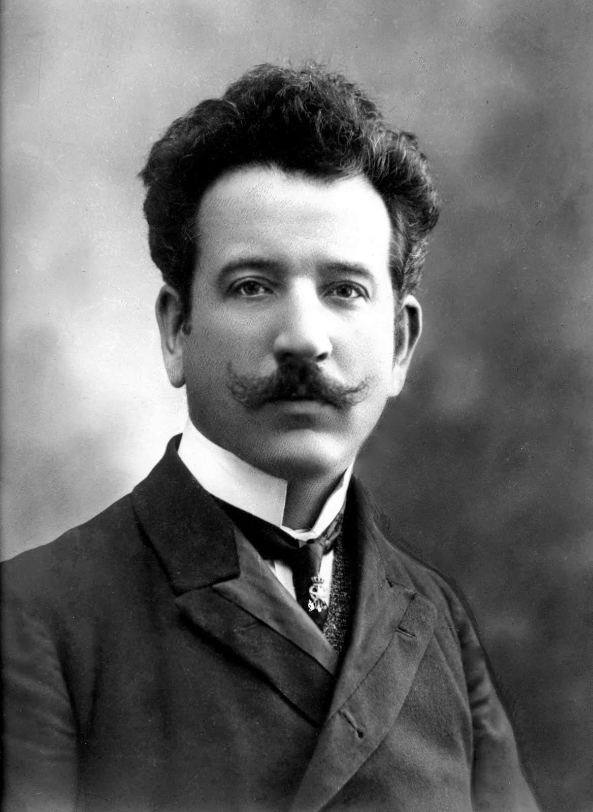 Black and white portrait of the composer Marco Enrico Bossi