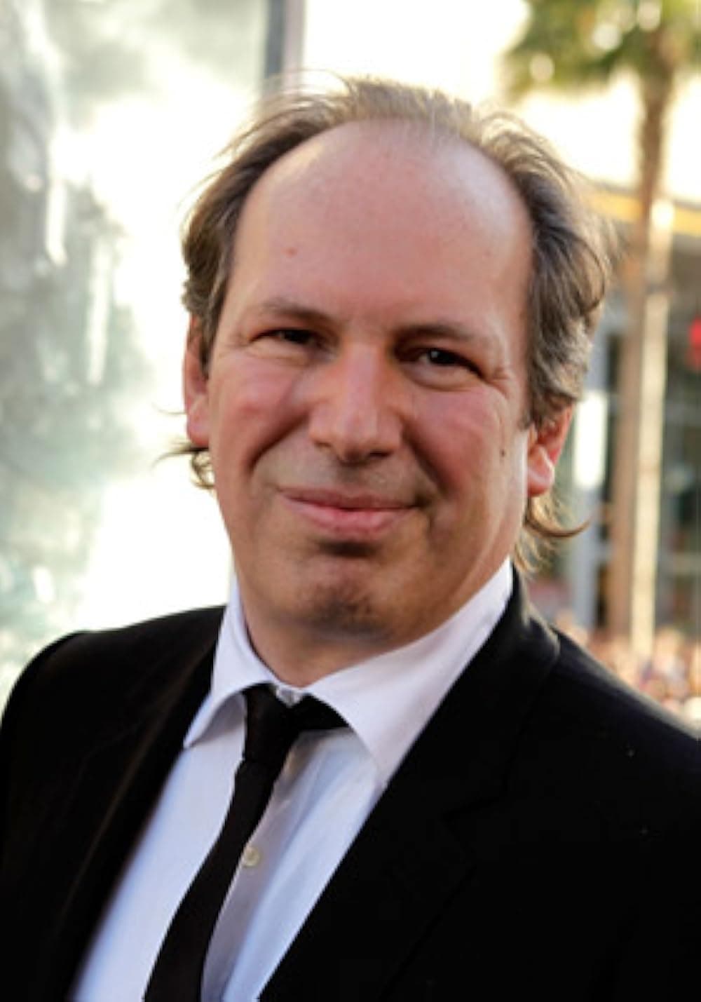 Black and white portrait of the composer Hans Zimmer